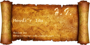 Hevér Ida névjegykártya